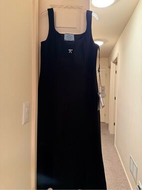 Prada Black Sleeveless Maxi Dress with Mini Bow Accent